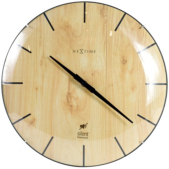 Wall clock Edge Wood Dome, l.brown, D35cm