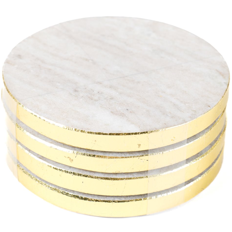Coaster with gold edge of marble, 4set, 10x5x10cm