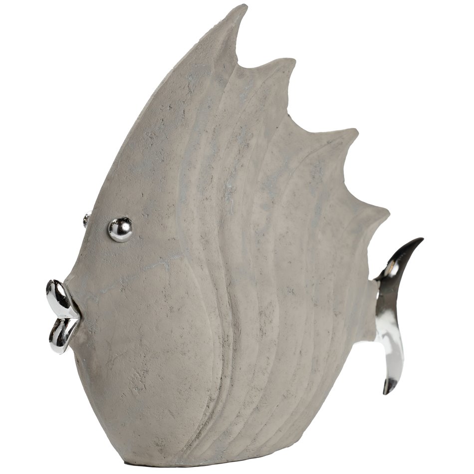 Decorative figure Fish, grey/silver, 9.5x29xH26cm