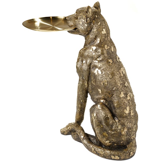 Deco figurine Leopard with plate, 62x36x56.5cm