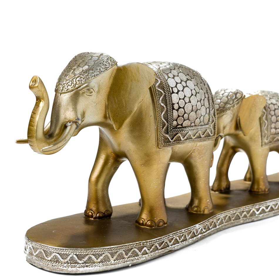 Dekoratiivkuju 3 elephants, pronksivärvi, 17x48x11cm