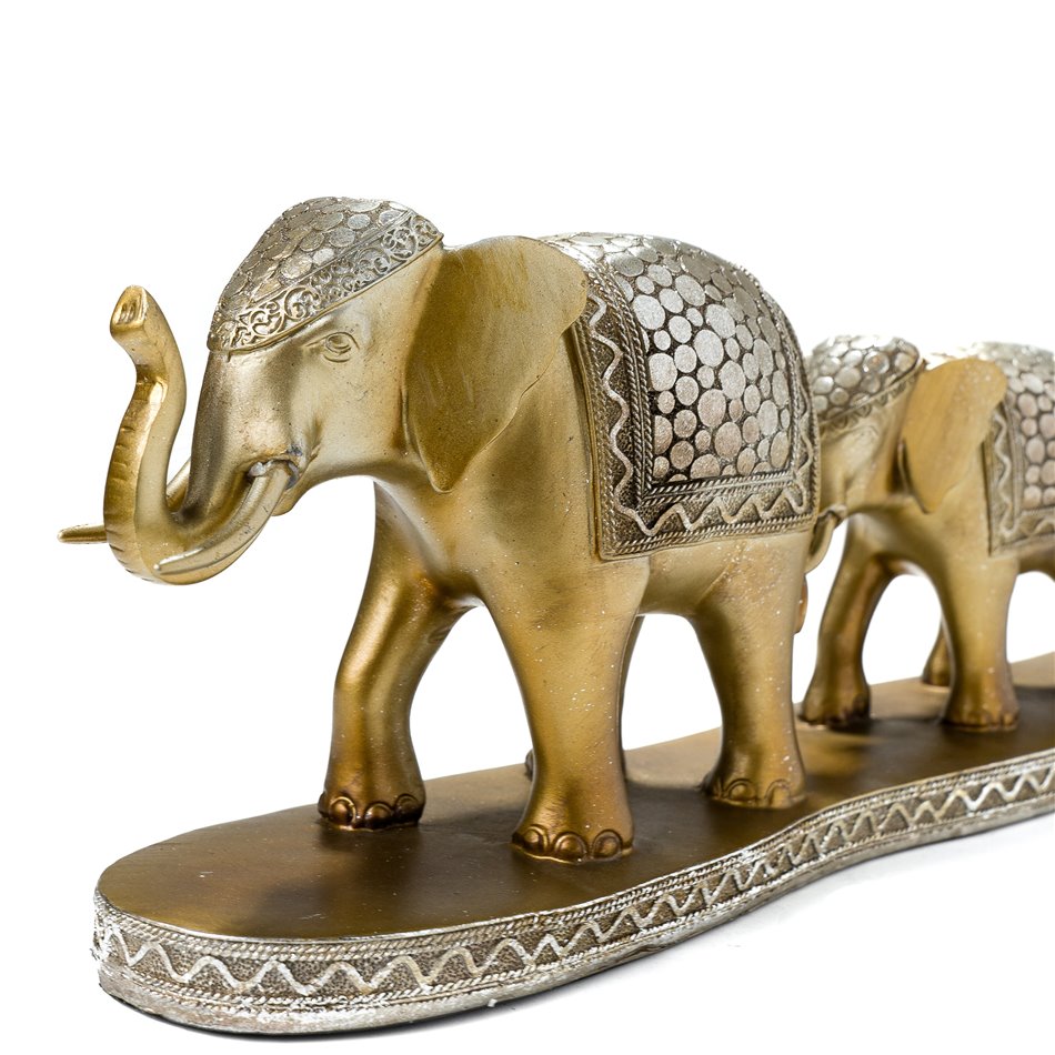 Deco 3 elephants, bronze, 17x48x11cm