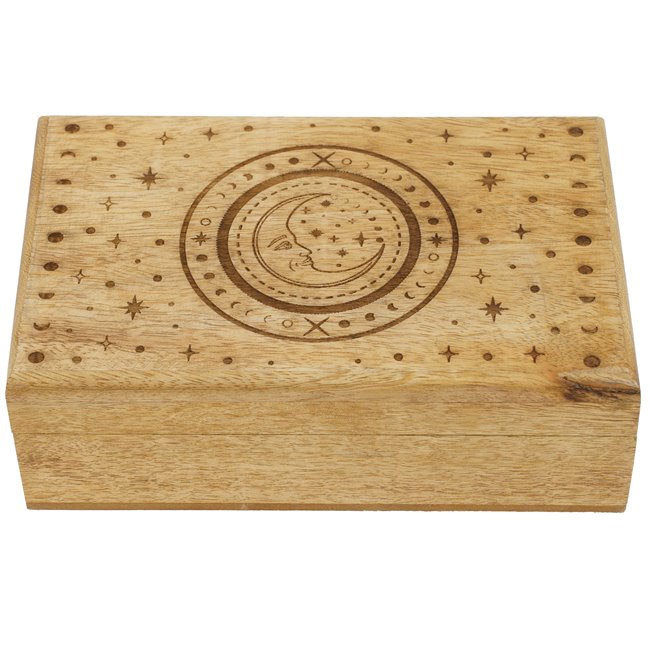 Wooden box Sun/Moon M, 20.5x13.4x6.8cm