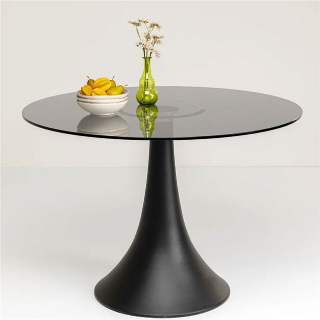 Table Grande Possibilita, smoke glass, H73 D110cm