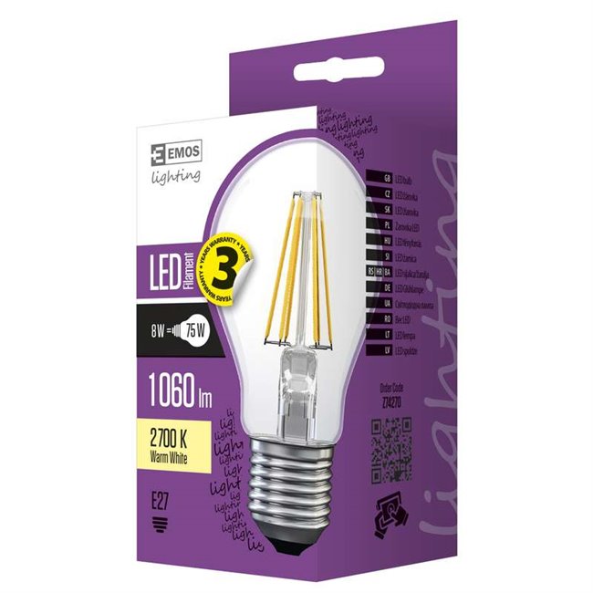 LED Light Bulb 8W E27, 1060 lm, 2700K