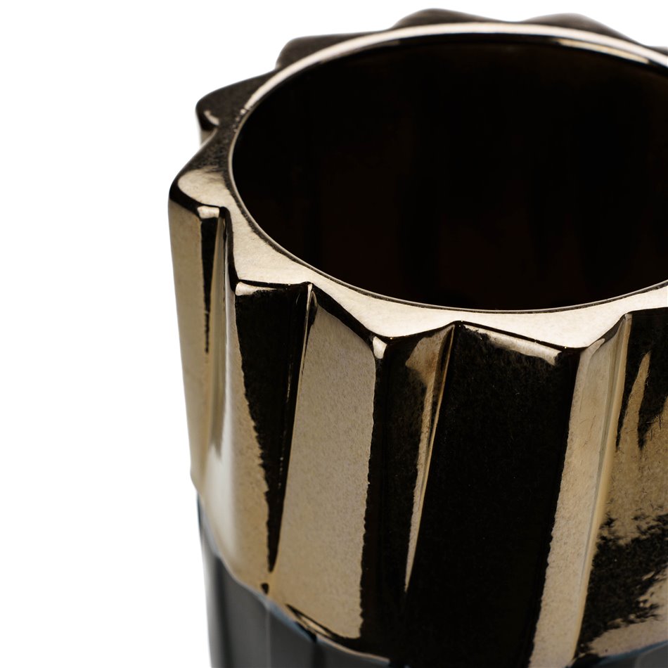 Vase Modus L, black/gold, 15x15x36cm