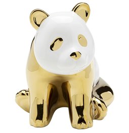 Deco figurine Sitting Panda, golden, H18x15x17.5cm