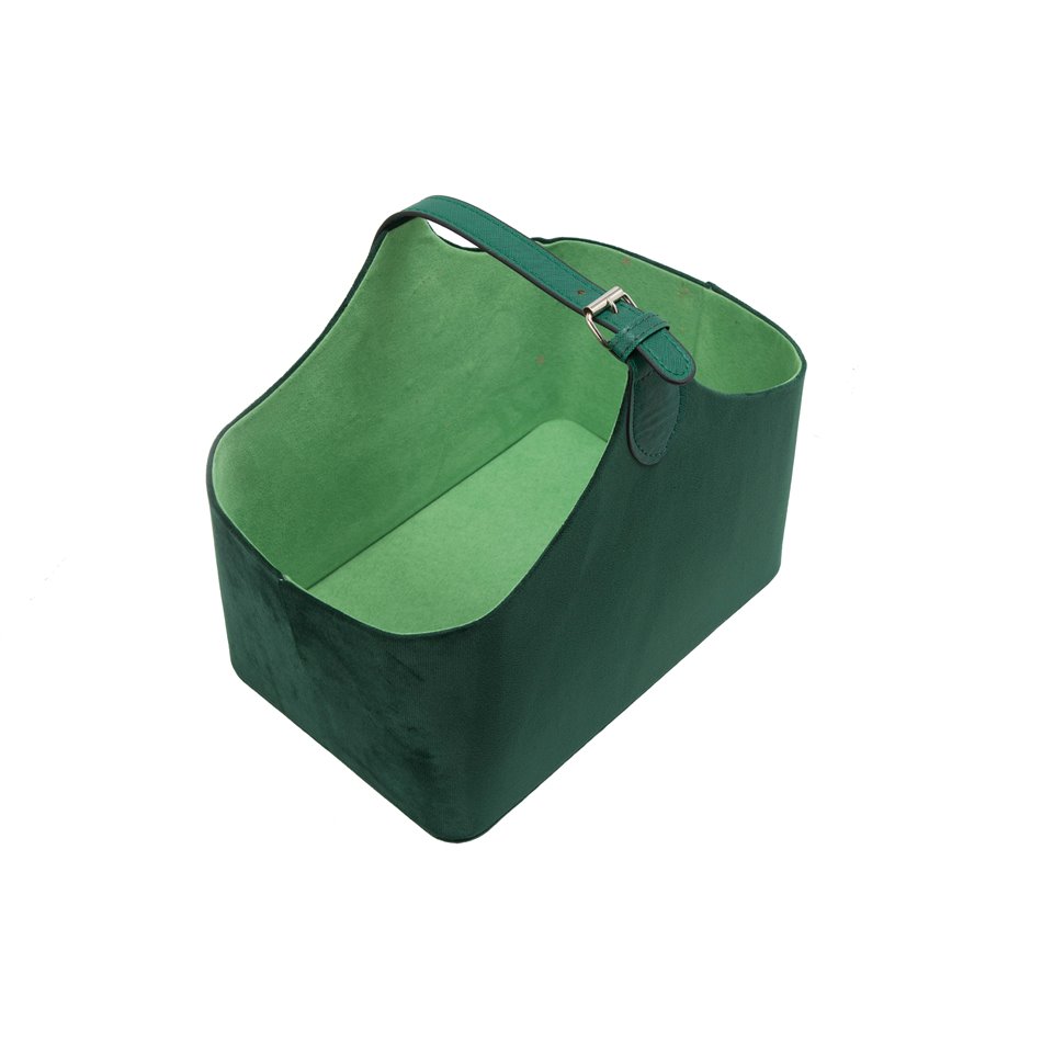 Magazine bag Trianda S, green velvet, 31x20x26cm