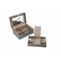 Jewellery box Tramoti, grey PU/ beige, 21x15x10cm