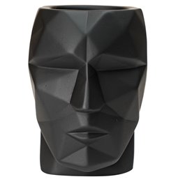 Pen holder The Head, black, cement