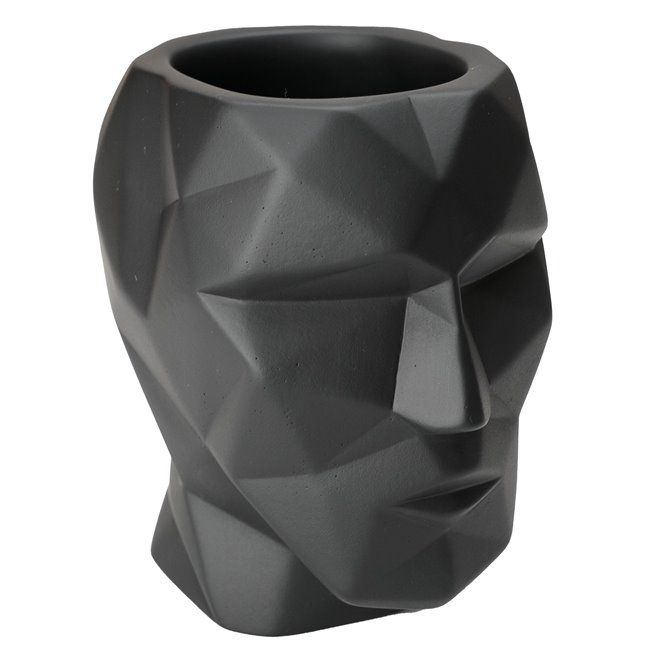Pen holder The Head, black, cement