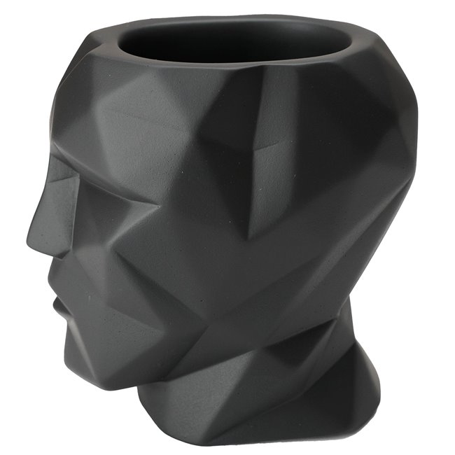 Pen holder The Head, black, cement