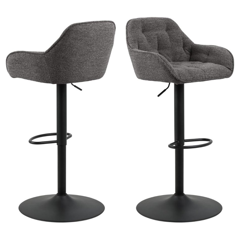Bar stool Arook, set of 2 pcs, anthracite, H109x52x52cm, seat height 63-84cm