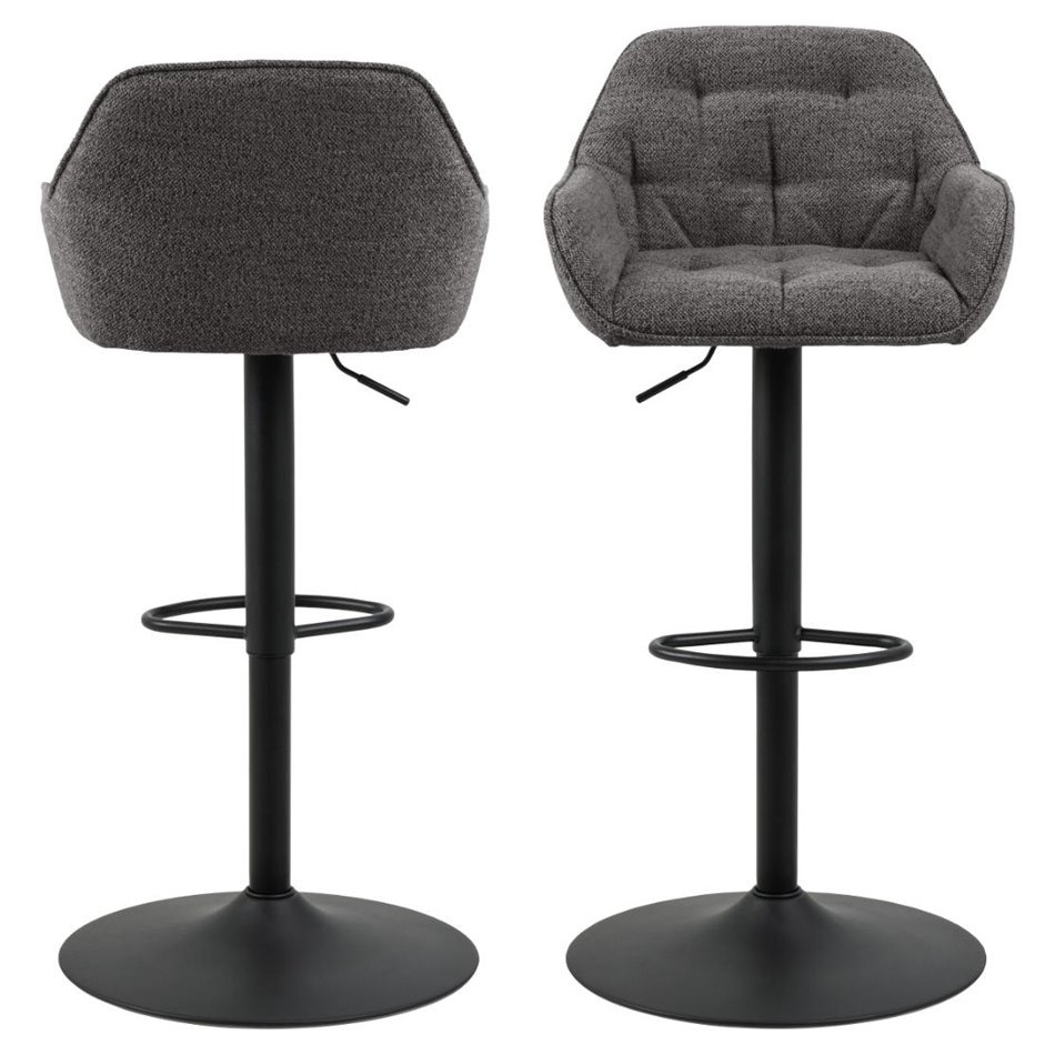 Bar stool Arook, set of 2 pcs, anthracite, H109x52x52cm, seat height 63-84cm