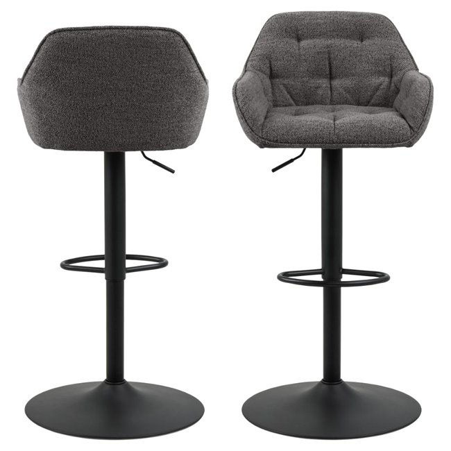 Bar stool Arook, set of 2 pcs, anthracite, H109x52x52cm, seat height 63-84cm