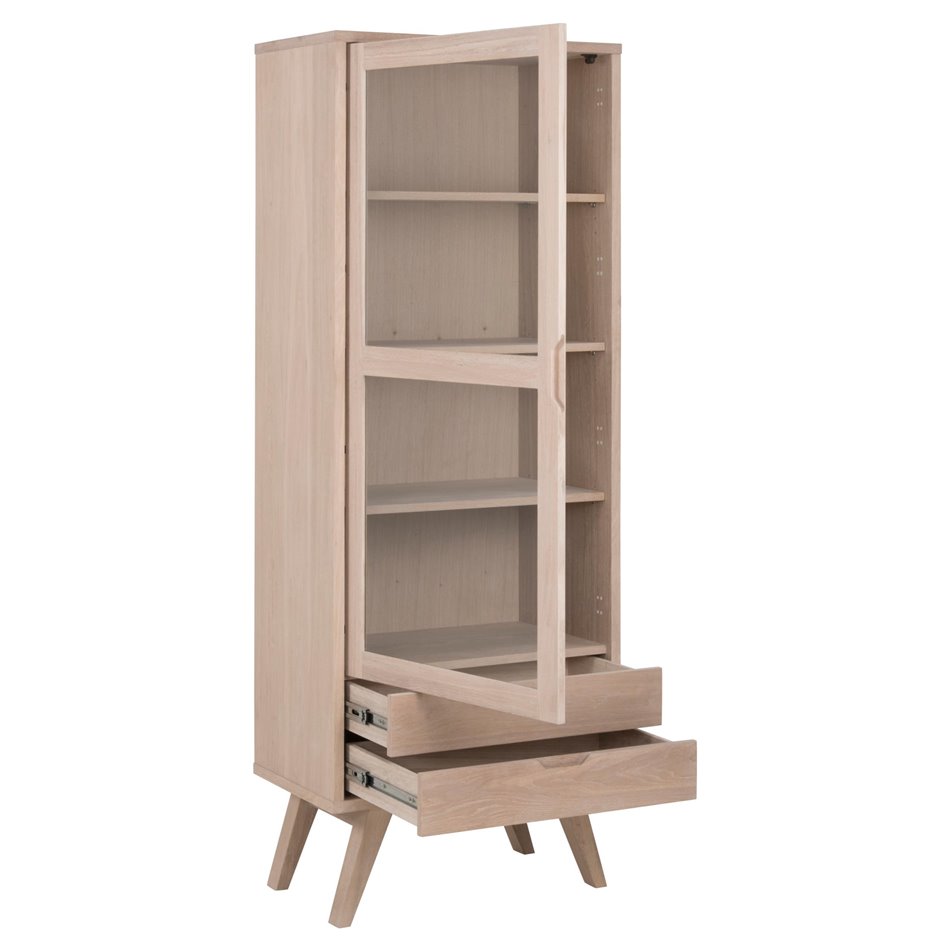 Display cabinet Alina, oak veneer, H190x72x42cm