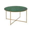 Журнальный столик Alis, золотой/зеленый, стекло, H45см, D80см