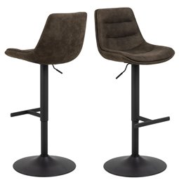 Bar stool Aisa, set of 2 pcs, anthracite, H95x47x52.5cm, seat height 65-86cm
