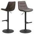 Bar stool Aisa, set of 2 pcs, grey-brown, H95x47x52.5cm, seat height 65-86cm