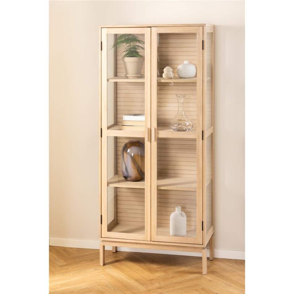 Display cabinet Alinley, oak veneer, H180x80x40cm