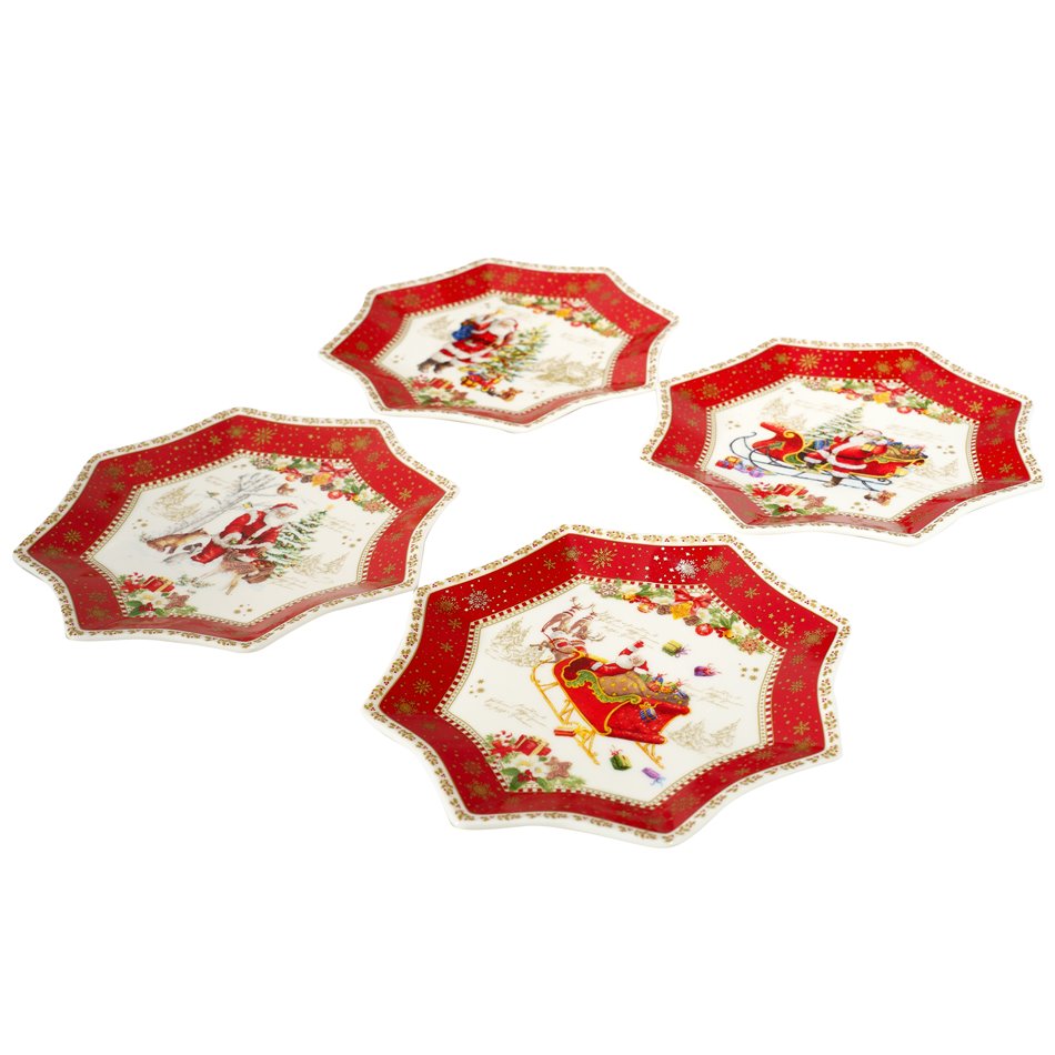 Set 4 porcelain dessert plates CHRISTMAS MEMORIES,D16 cm 
