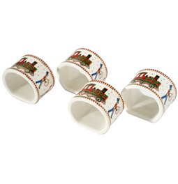Set 4 porcelain napkins rings,D4,5 cm in color box POLAR EX