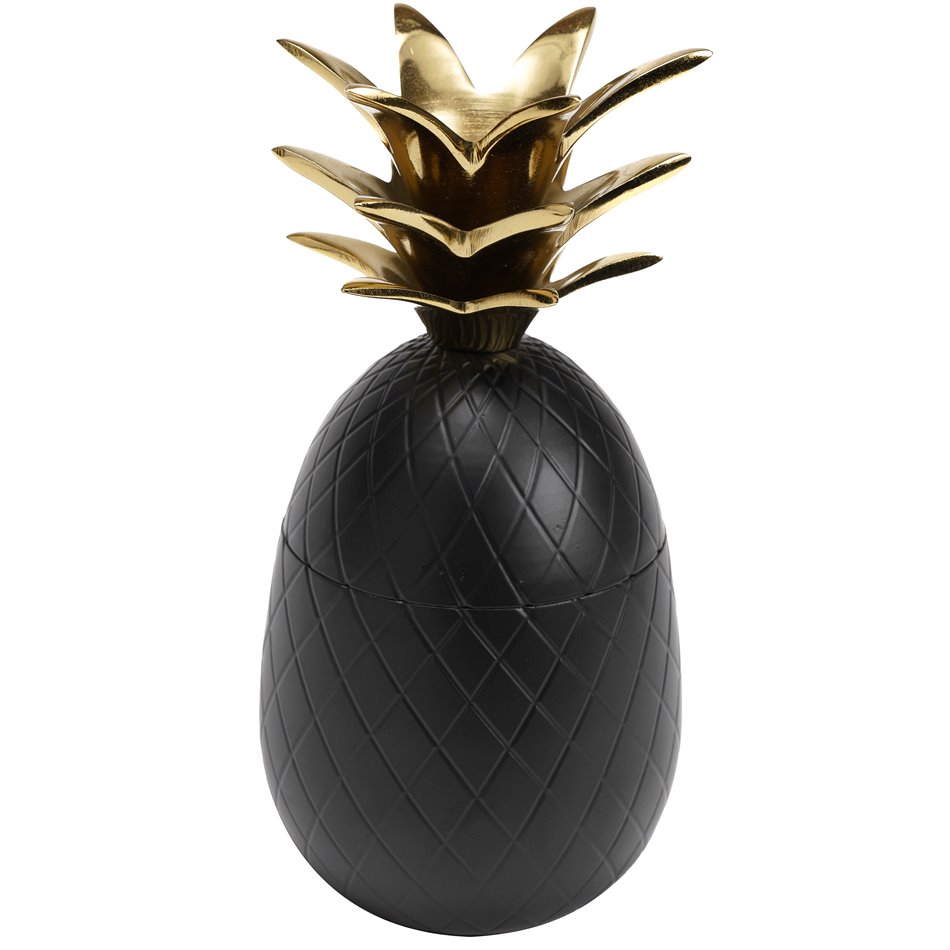 Canister Pineapple, aluminium, black/golden, H20 D10cm