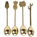 Spoon set 4 Mix motif, brass, 15.2x3.2x1.2cm