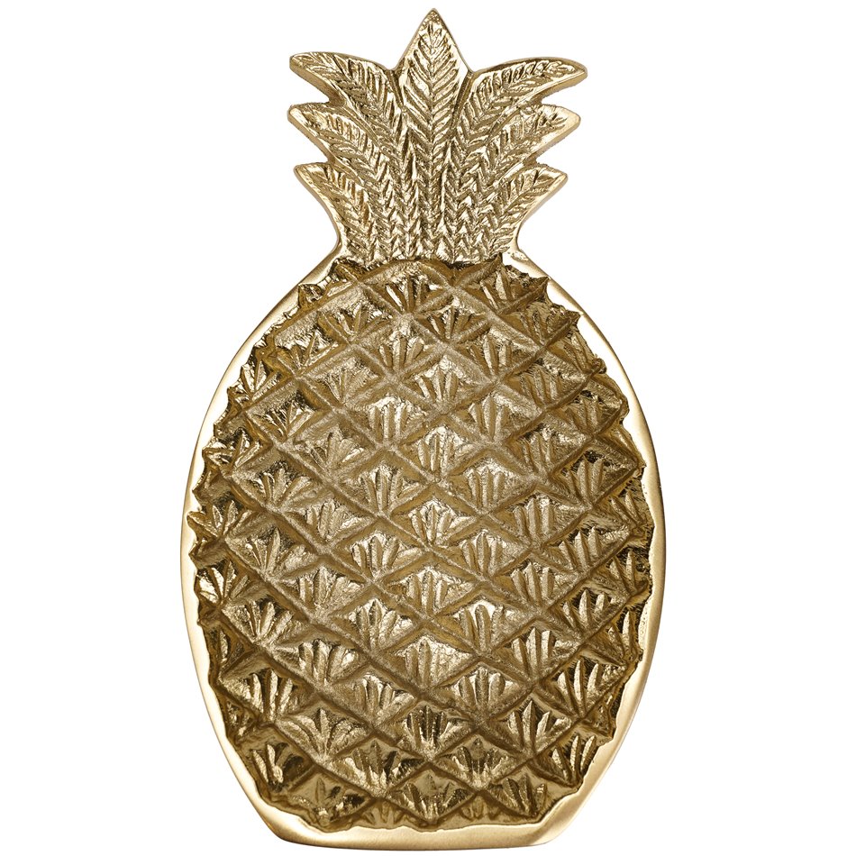 Tray Pineapple, aluminium, golden, 23.7x13.9cm