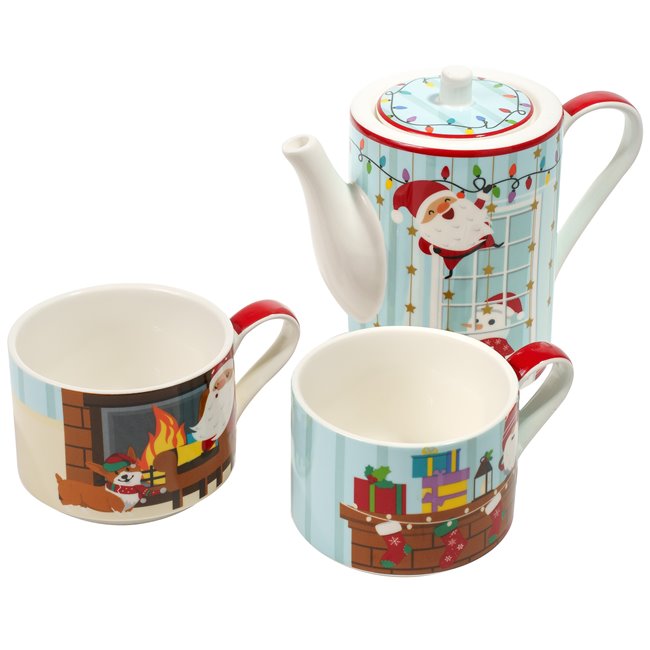 Porcelain tea for two SANTA BY THE FIRE, 500 ml 