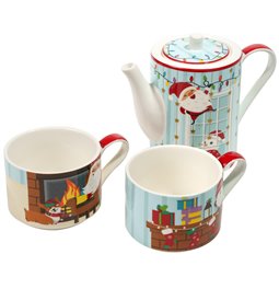 Porcelain tea for two SANTA BY THE FIRE, 500 ml 