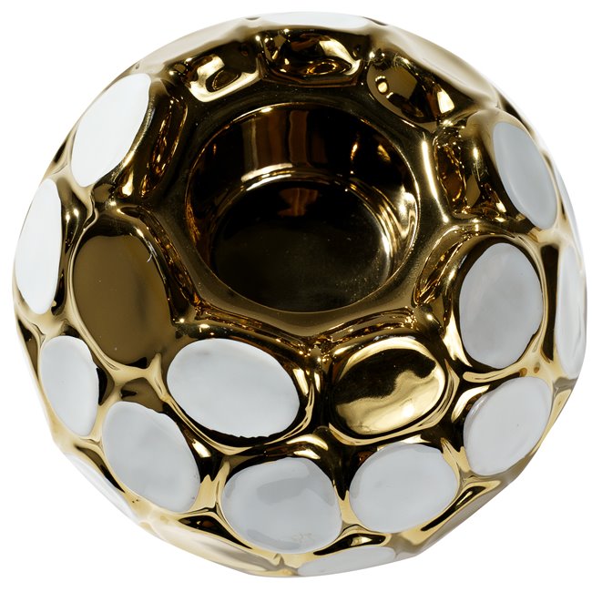 Candle holder  Imo, white/golden, 10x11x11cm