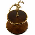 Wooden 2tier cake stand w/ Reindeer handle, D28x39cm