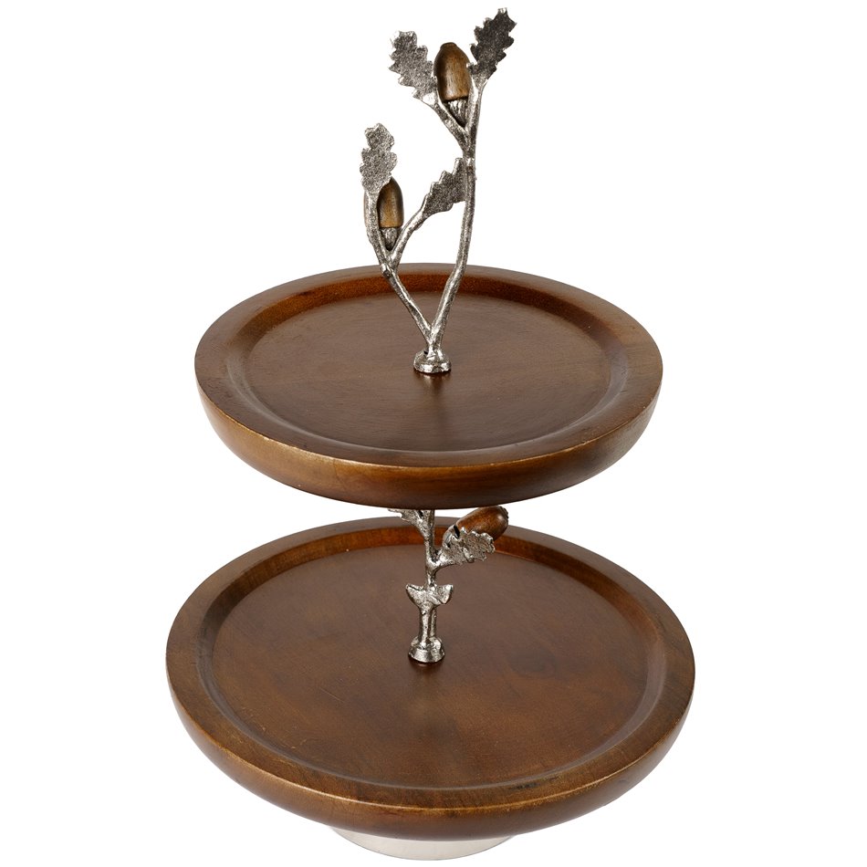 2 Tier Fruit Stand Ofena w/acorn leaf, D28x42.5cm