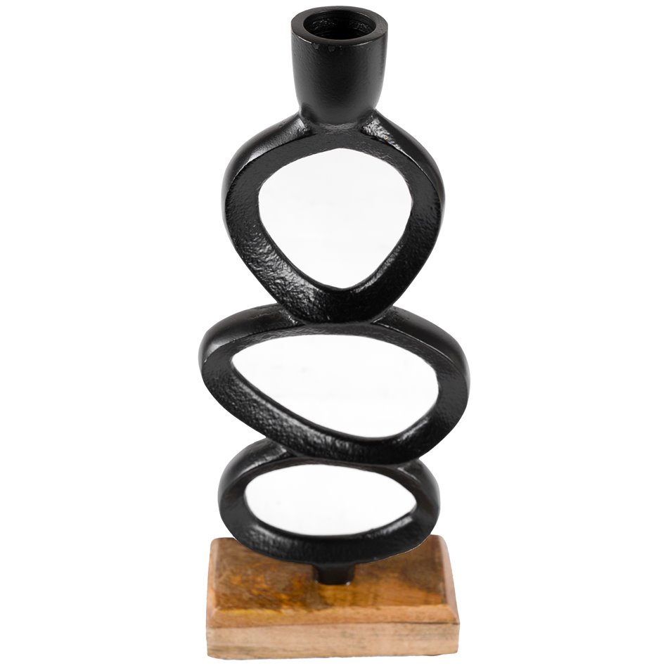 Küünlajalg mangopuit/metallist, must, 10x25x5cm