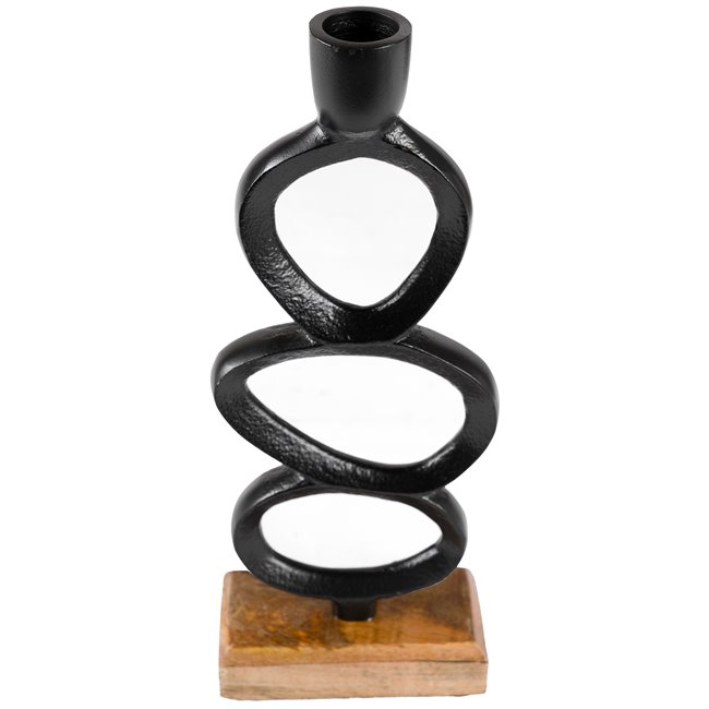 Küünlajalg mangopuit/metallist, must, 10x25x5cm