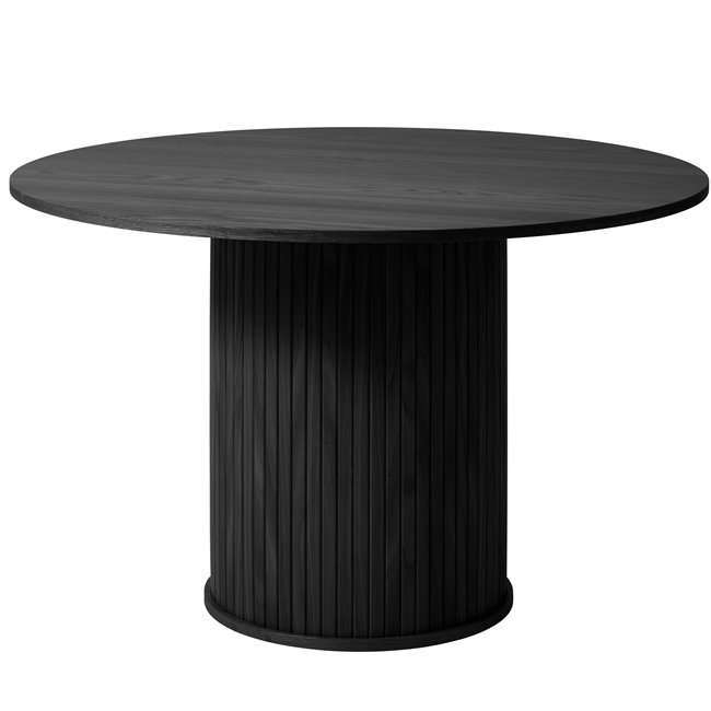 Table Nola, black oak veneer/MDF, D120cm, H75cm