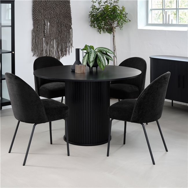 Table Nola, black oak veneer/MDF, D120cm, H75cm