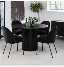 Table Nola, black oak veneer/MDF, D120cm, H75cm