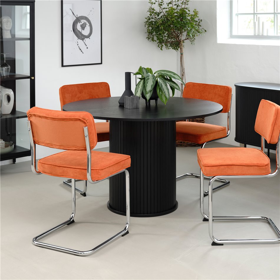 Table Nola, black oak veneer/MDF, D120cm, H75cm