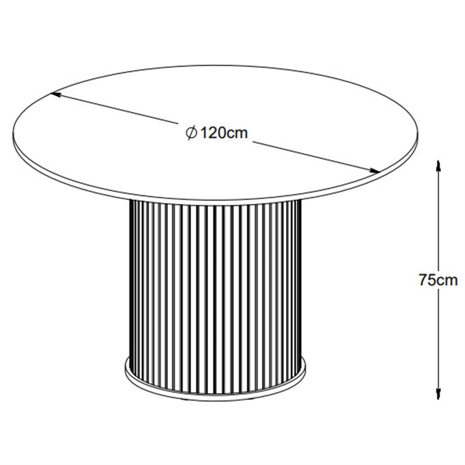Table Nola, black oak veneer/MDF, D120cm, H75cm