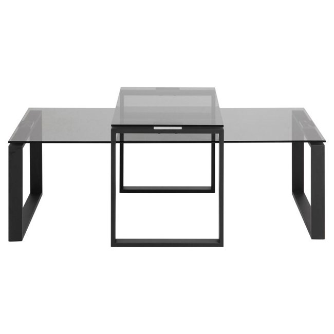 Кофейный столик x2 Akatri, черный, cтекло, H45x115x69cm