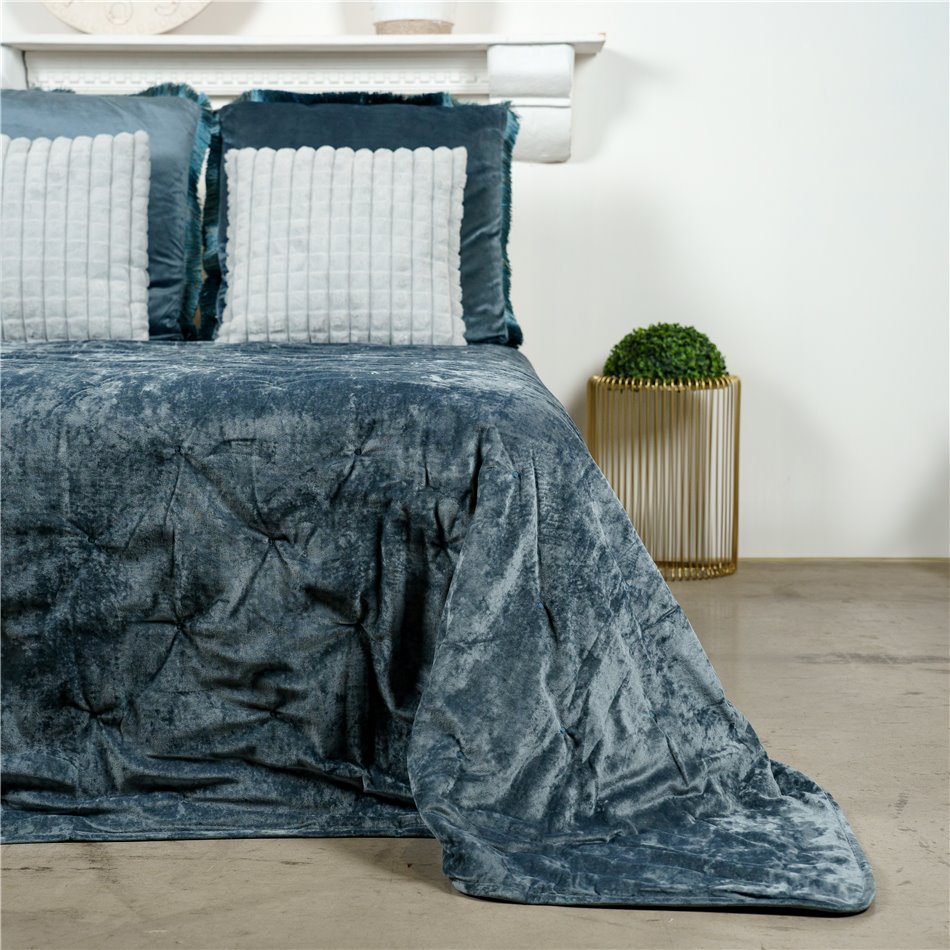 Bed cover Java, blue, velvet, 220x240cm