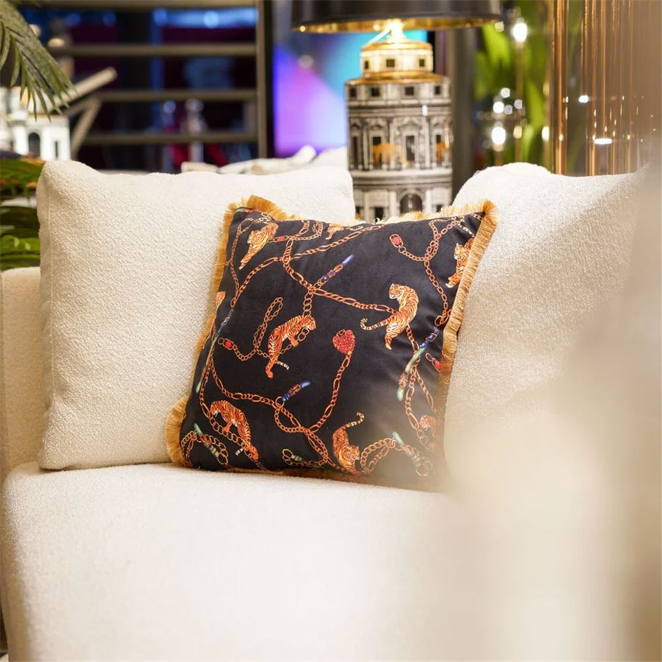 Decorative pillow Tiger Chain Black, 45x45cm