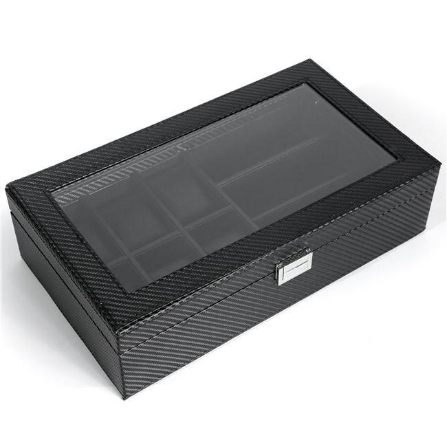 Watch and glasses box, black PU, 35x20x9cm