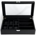 Watch and glasses box, black PU, 35x20x9cm