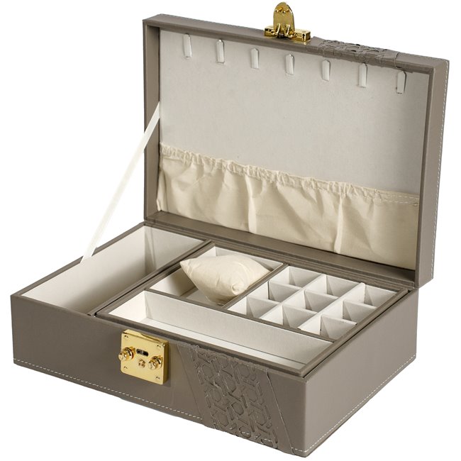 Jewellery box Hannja laser, beige PU, H9x27x18cm