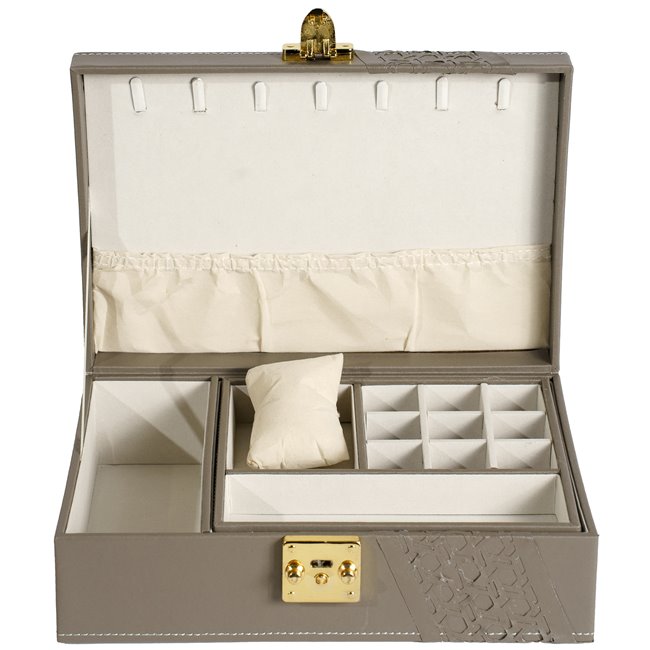 Jewellery box Hannja laser, beige PU, H9x27x18cm