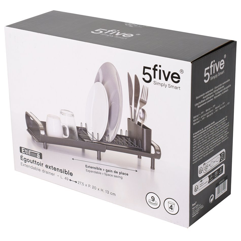 Dish drain Etira, black, metal/plastic, 13x49x20cm