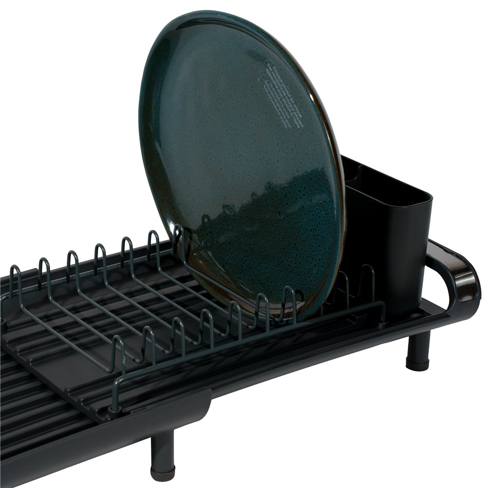 Dish drain Etira, black, metal/plastic, 13x49x20cm